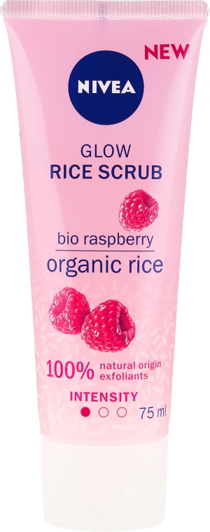 Рисовий пілінг з малиною для сухої та чутливої шкіри - NIVEA Organic Rice Glow Rice Scrub Raspberry