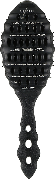 Щётка для просушки волос, черная - Y.S.Park Professional Az34 Luster Aerozaurus Paddle Brush Black — фото N2