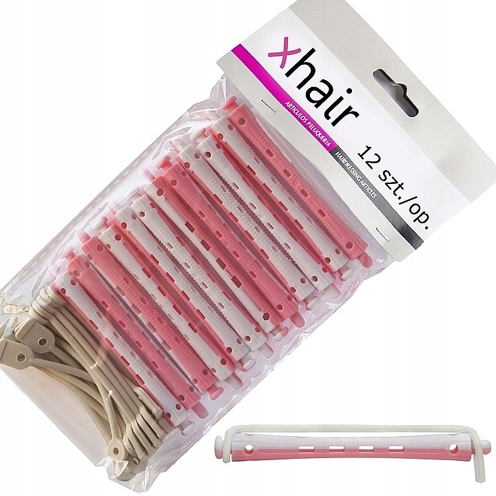 Бигуди-коклюшки для холодной завивки, d7 мм, бело-розовые, 12 шт - Xhair — фото N1