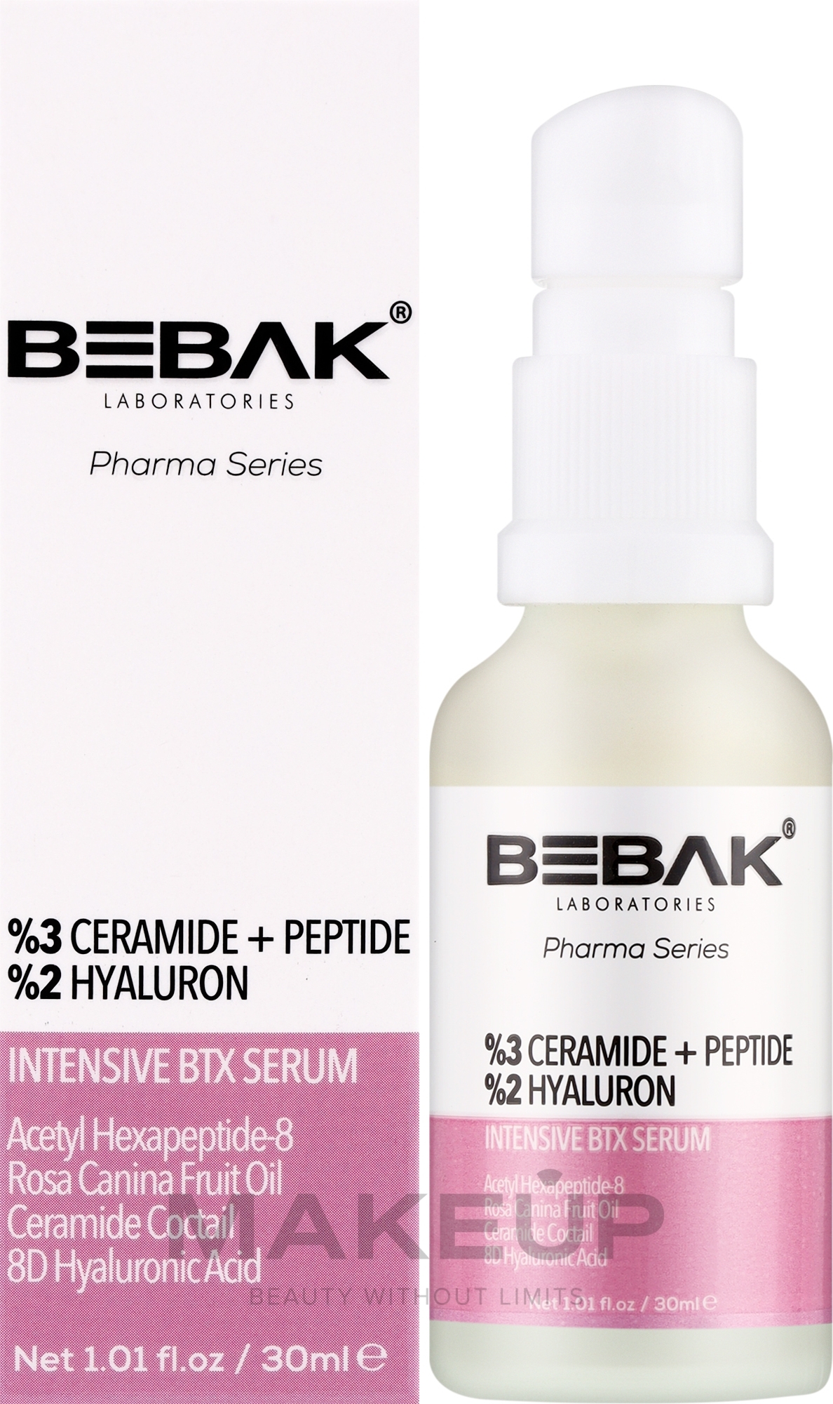 Сироватка для обличчя з пептидами та церамідами - Bebak Intensive BTX Serum — фото 30ml