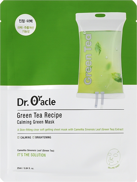 Маска для обличчя тканинна з екстрактом зеленого чаю - Dr. Oracle Green Tea Recipe Calming Green Mask — фото N1