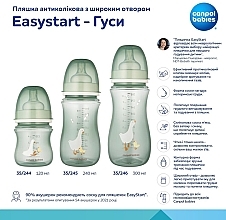 Бутылочка антиколиковая с широким отверстием "Easystart", гуси, 120 мл, голубая - Canpol Babies — фото N2