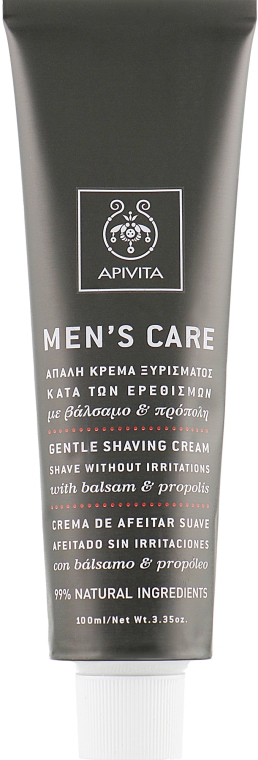 Делікатний крем для гоління зі звіробоєм і прополісом - Apivita Men men's Care Gentle Shaving Cream With Hypericum & Propolis — фото N2