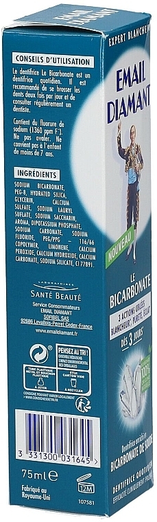 Зубна паста, збагачена харчовою содою - Email Diamant Le Bicarbonate Toothpaste — фото N2