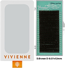 Вії "Elite", темно-коричневі, 20 ліній (органайзер) (один розмір, 0,07, D, 12) - Vivienne — фото N1