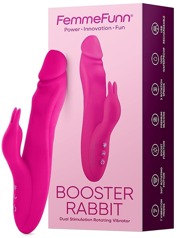 Вибратор с двойной стимуляцией, розовый - Femme Funn Booster Rabbit  — фото N3