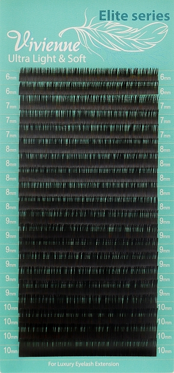 Ресницы "Elite", темно-коричневые, 20 линий (mix, 0,12, C, (6-10)) - Vivienne — фото N1