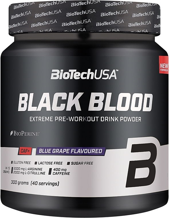 Передтренувальний комплекс "Синій виноград" - BioTechUSA Black Blood CAF+ Blue Grape Extreme Pre-Workout Shot — фото N1