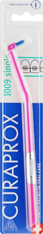 Монопучковая зубная щетка "Single CS 1009", малиново-синяя - Curaprox