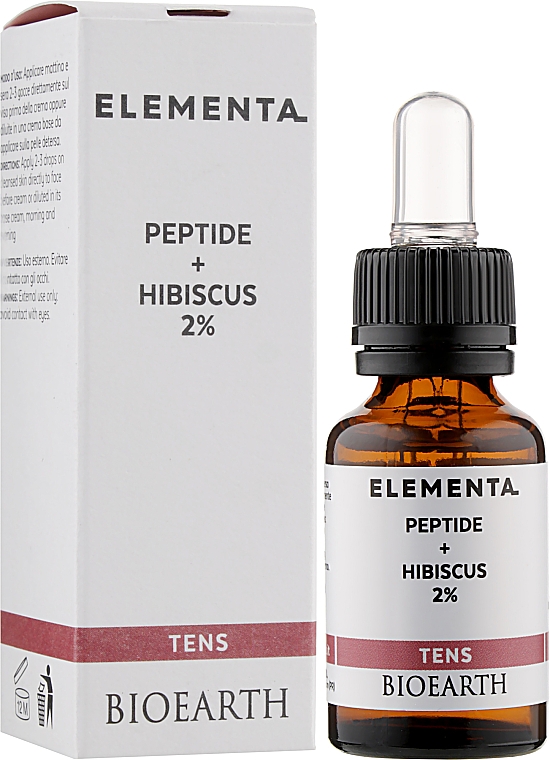 Концентрат, який стимулює вироблення колагену - Bioearth Elementa Tens Peptide + Hibiskus 2% — фото N2