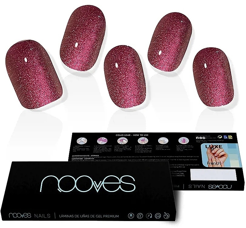 Набір гелевих наліпок для нігтів - Nooves Premium Glam Ruby Claret Glitter — фото N2