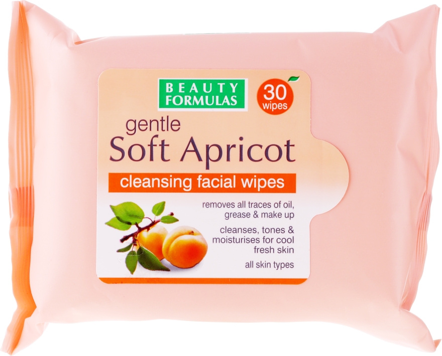 Салфетки для лица, очищающие - Beauty Formulas Gentle Soft Apricot Cleansing Facial Wipes — фото N1