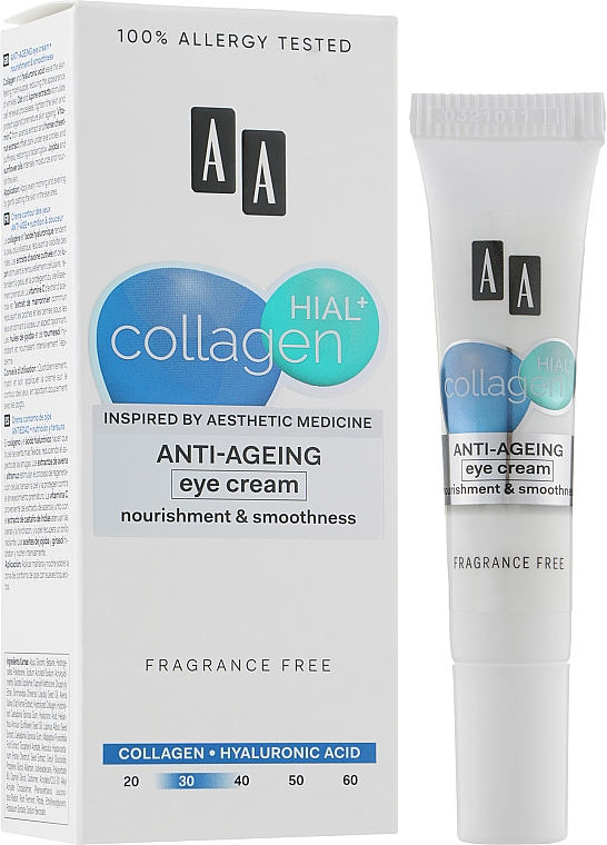 Розгладжуючий і зволожуючий крем навколо очей - AA Cosmetics Collagen Hial+ Eye Cream — фото N2