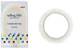Резинка-браслет для волосся, біла - Rolling Hills 5 Traceless Hair Rings Slimmer White — фото N1