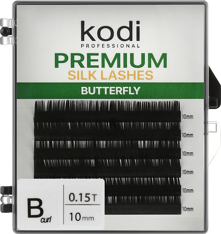 Накладні вії Butterfly Green B 0.15 (6 рядів: 10 мм) - Kodi Professional — фото N1