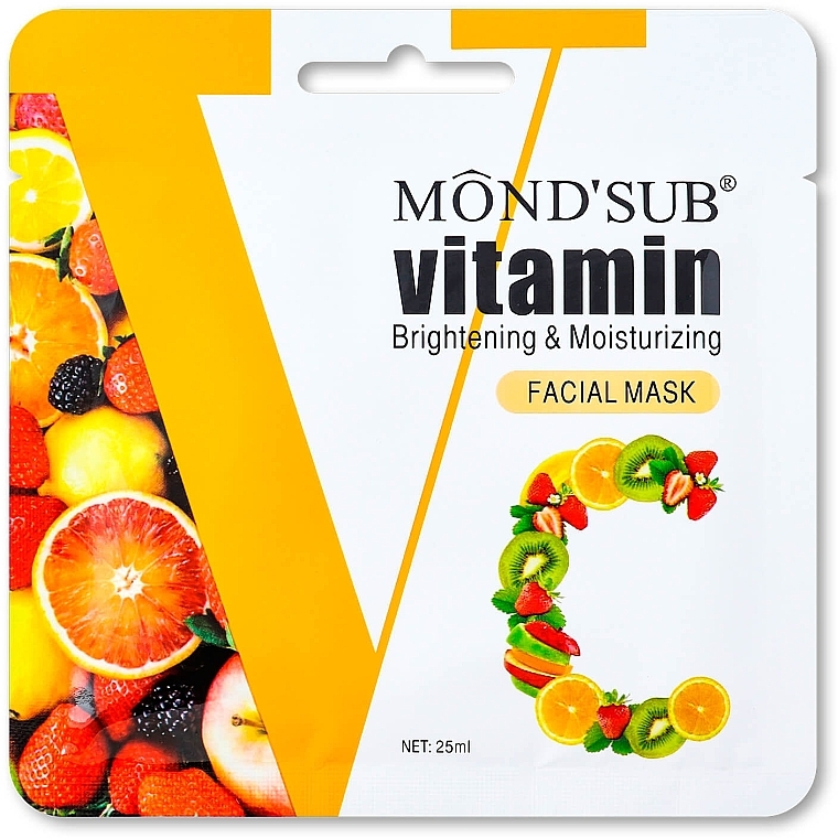 Зволожувальна та освіжальна маска з вітаміном С - Mond'Sub Vitamin C Brightening & Moisturizing Facial Mask — фото N1
