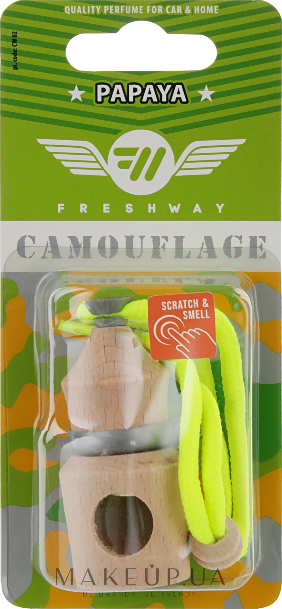 Ароматизатор корковий "Папая" для авто - Fresh Way Camouflage Wood Papaya — фото 5ml