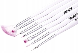 Набор кистей для нейл-арта, 7 шт, белые - Sunone White Nail Art Brush Set — фото N3