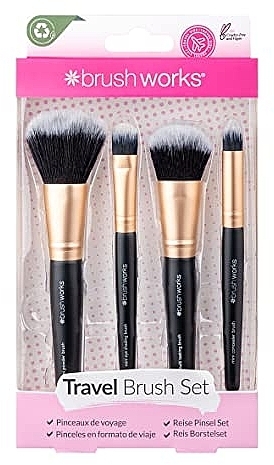 Набор кистей для макияжа, 4 шт. - Brushworks Travel Makeup Brush Set — фото N1