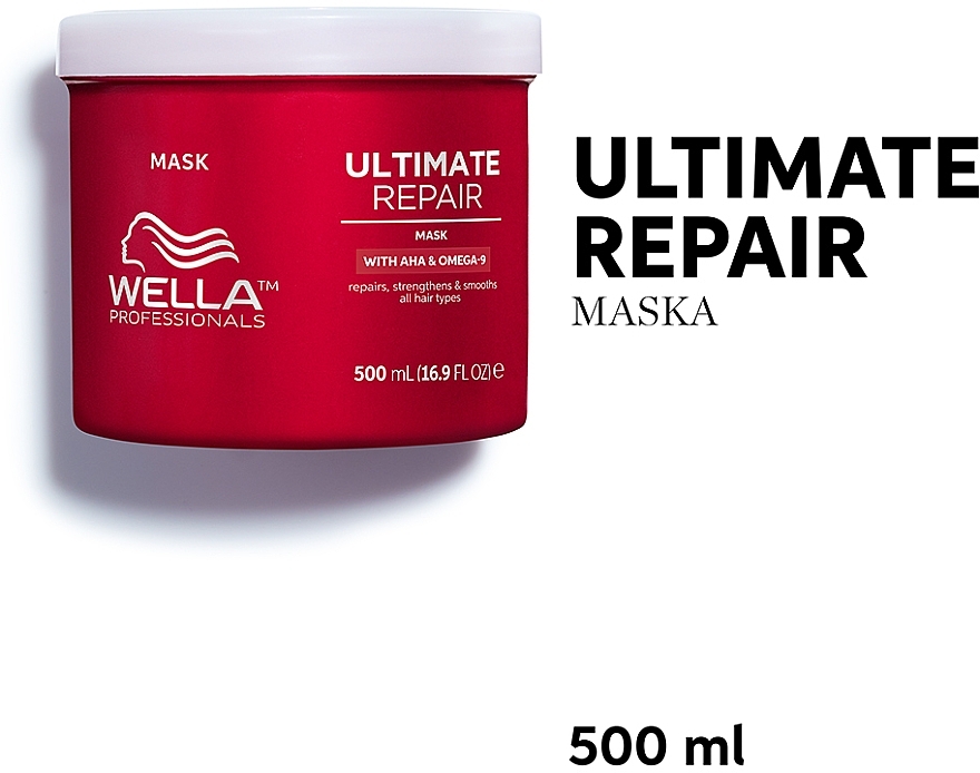 Крем-маска для всех типов волос - Wella Professionals Ultimate Repair Mask With AHA & Omega-9 — фото N6