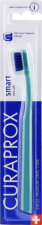 Зубная щетка для детей "CS Smart" (от 5 лет), мятная, синяя щетина - Curaprox — фото N1