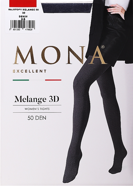 Колготки для жінок "Melange 3D" 50 Den, denim - Mona — фото N1
