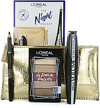 Духи, Парфюмерия, косметика Набор - L'Oreal Paris The Night Escape (mascara/9ml + eye/pencil/1.2g + eyeshadow/4g + bag)