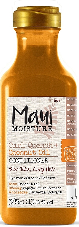 Кондиціонер для кучерявого волосся - Maui Moisture Curl Quench+Coconut Oil Conditioner — фото N1