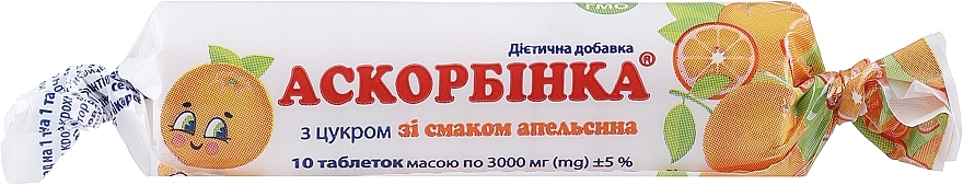 Диетическая добавка "Аскорбинка-КВ" со вкусом апельсина - Киевский витаминный завод — фото N1