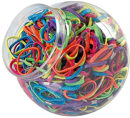 Набор разноцветных резинок "Neon", 42065, 600 шт - Top Choice Hair Bands With Metal Clip — фото N1