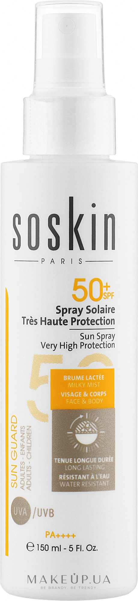 Солнцезащитный спрей для лица и тела SPF 50+ - Soskin Sun Spray Very High Protection SPF 50+ — фото 150ml