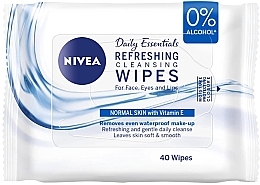 Освіжальні серветки для обличчя, 40 шт - NIVEA 3 in 1 Cleansing Wipes — фото N1