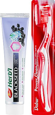 Набір "Чорний кмин", червоний - Dabur Herb`l (toothbrush/1шт + toothpaste/150g) — фото N2