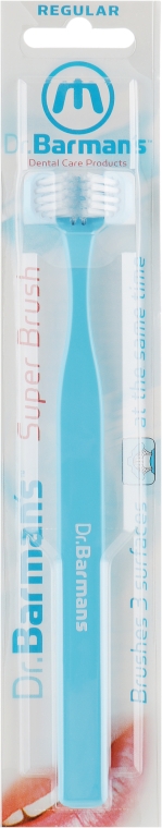Трехсторонняя зубная щетка, стандартная, голубая - Dr. Barman's Superbrush Regular — фото N1