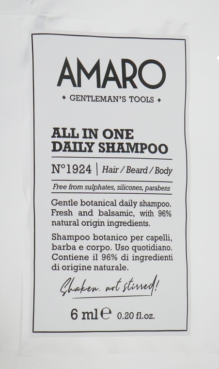Шампунь для ежедневного применения - FarmaVita Amaro All In One Daily Shampoo (пробник) — фото N1