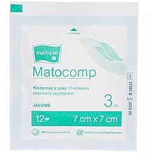 Компреси марлеві стерильні, 17 ниток, 12 шарів, 7х7 см, 3 шт., в індивідуальному пакованні - Matopat Matocomp — фото N1
