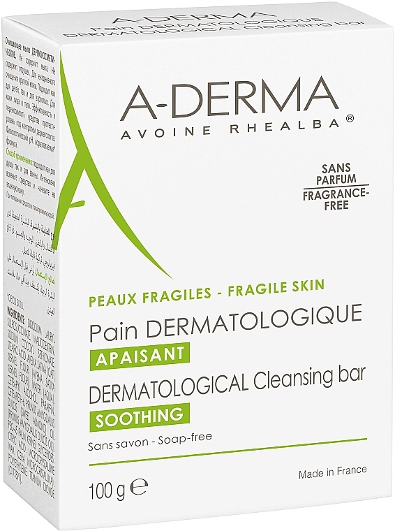 Мыло дерматологическое на основе овса Реальба для раздраженной кожи - A-Derma Soap Free Dermatological Bar