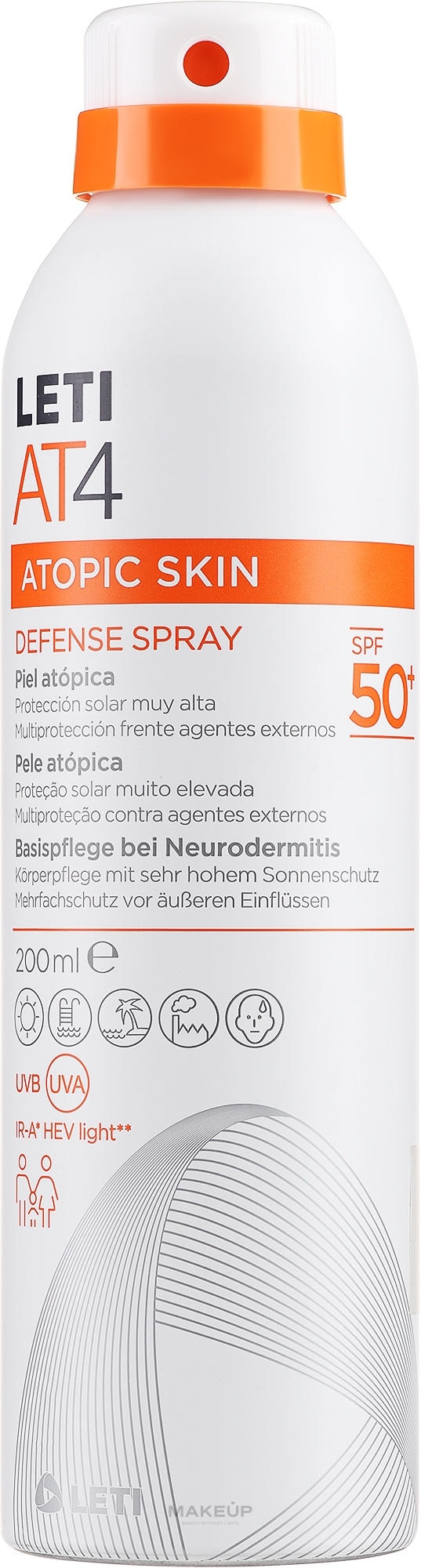 Защитный спрей - Leti At4 Atopic Skin Defense Spray Spf 50 — фото 200ml