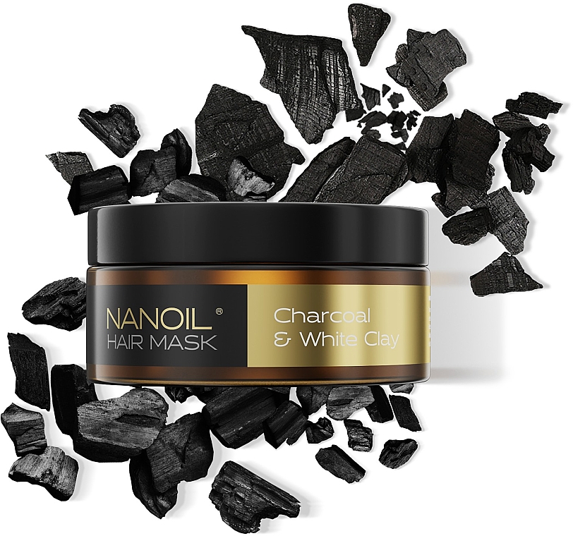 Маска для волосся з деревним вугіллям та білою глиною - Nanoil Charkoal & White Clay Hair Mask — фото N3