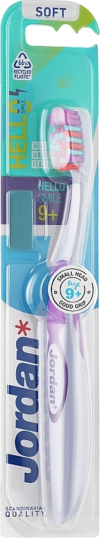 Детская зубная щетка Hello Smile, мягкая, фиолетовая - Jordan Hello Smile Soft — фото N1