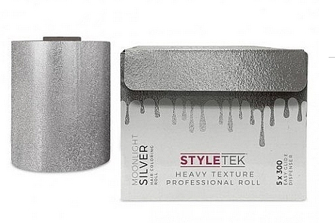 Фольга для волосся зі зручним вийманням окремих аркушів, 5x300, срібна - StyleTek — фото N1