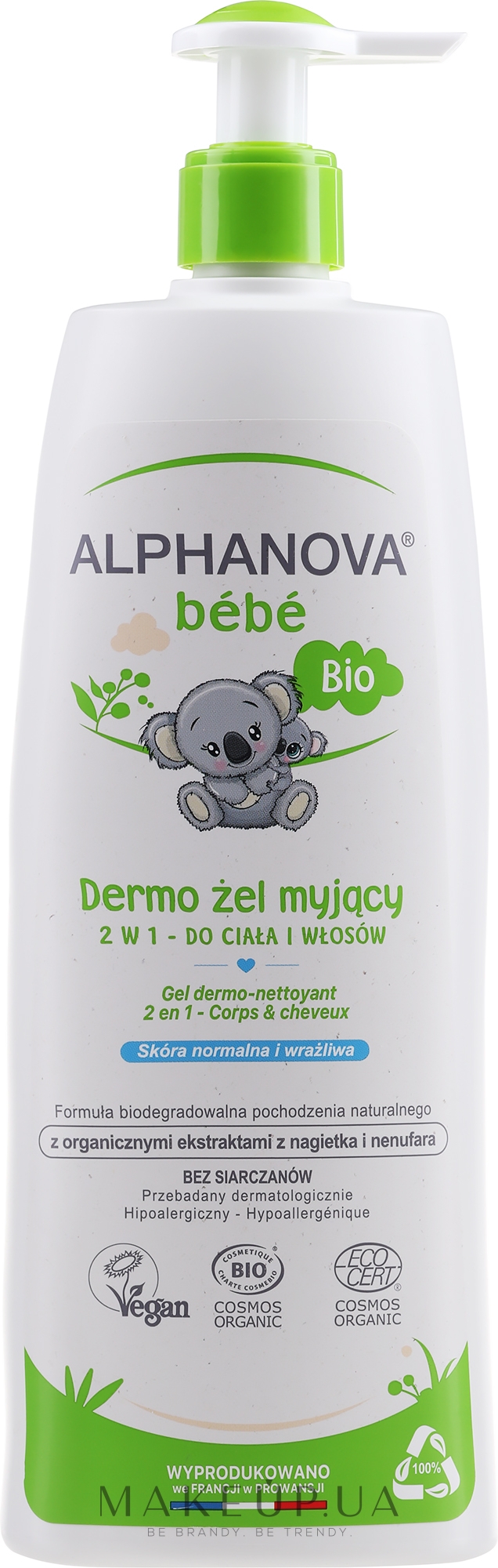 Гель очищающий для волос и тела - Alphanova Bebe Dermo-cleansing Hair&Body Wash — фото 500ml