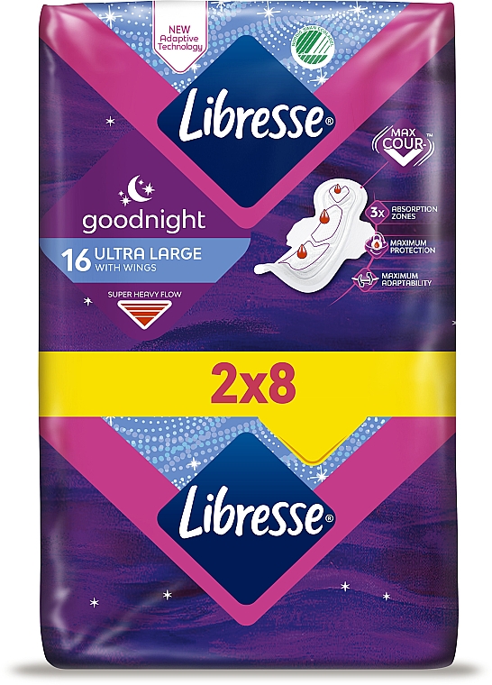 Прокладки гігієнічні нічні з крильцями, 16 шт. - Libresse Ultra Goodnight Large — фото N2