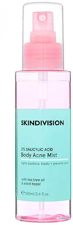 Спрей от угрей для тела с салициловой кислотой - SkinDivision 2% Salicylic Acid Body Acne Mist — фото N1
