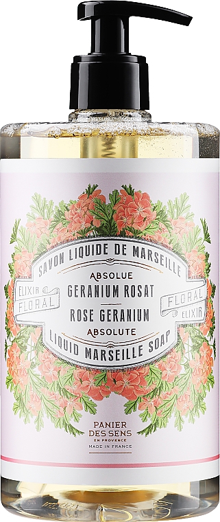 Марсельське рідке мило "Герань" - Panier Des Sens Geranium Rose Liquid Soap — фото N1