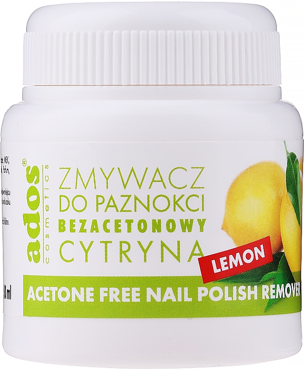 Рідина для зняття лаку без ацетону "Лимон", з губкою - Ados Acetone Free Nail Polish Remover — фото N1