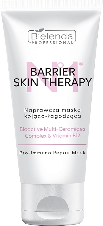 Відновлююча, заспокійлива маска з мультикерамідним комплексом та вітаміном В12 - Bielenda Professional Barrier Skin Therapy — фото N1