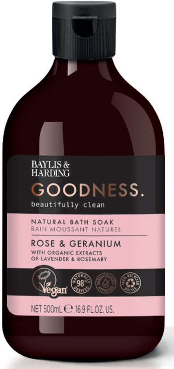 Пена для ванны - Baylis & Harding Goodness Rose & Geranium Natural Bath Soak — фото N1