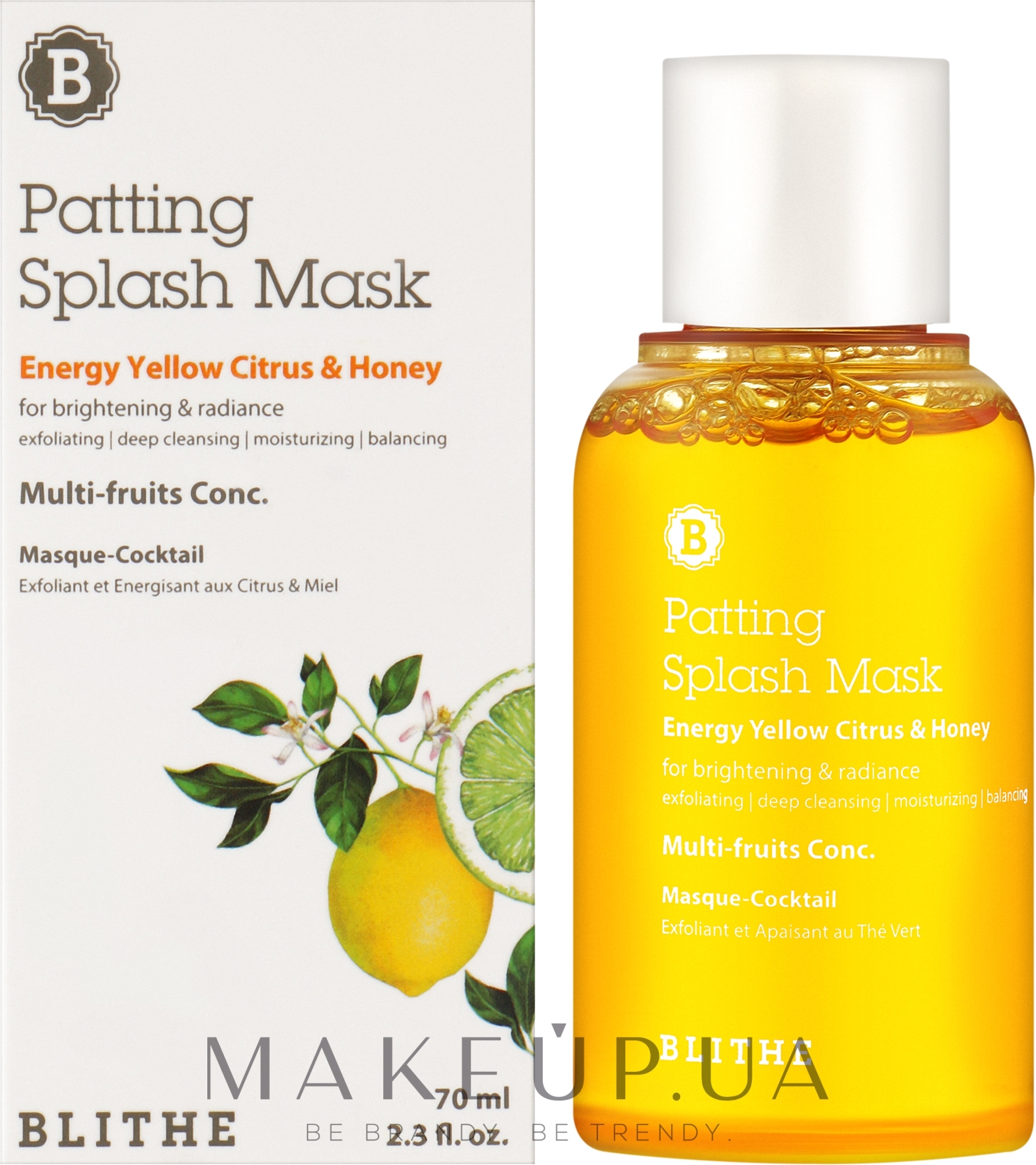 Сплэш-маска для сияния "Энергия. Цитрус и мед" - Blithe Energy Yellow Citrus and Honey Patting Splash Mask — фото 70ml
