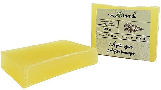 Глицериновое мыло для тела "Серое с льняным маслом" - Soap&Friends — фото N1